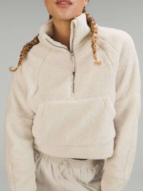 Lululemon  Scuba Oversized Fleece Funnel Neck Pullover In White Opal
